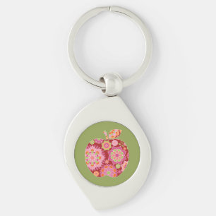 Aangepaste leraar Apple met Trendy Floral Pattern Sleutelhanger