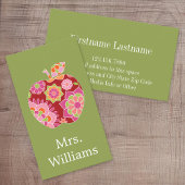 Aangepaste leraar Apple met Trendy Floral Pattern Visitekaartje