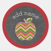 Aangepaste leraar Apple - Red Green Chevron Patter Ronde Sticker (Voorkant)
