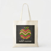 Aangepaste leraar Apple - Red Green Chevron Patter Tote Bag (Voorkant)