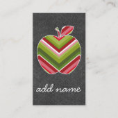 Aangepaste leraar Apple - Red Green Chevron Patter Visitekaartje (Voorkant)
