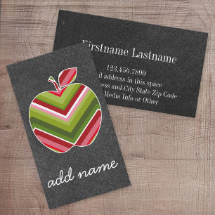 Aangepaste leraar Apple - Red Green Chevron Patter Visitekaartje