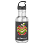 Aangepaste leraar Apple - Red Green Chevron Patter Waterfles (Voorkant)