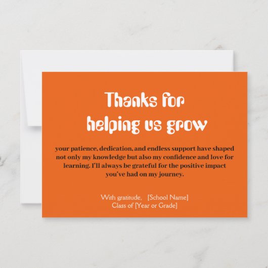 Aangepaste leraar bedankt creditcard kaart (Achterkant)