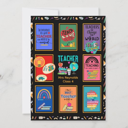 Aangepaste leraar Bedankt voor je kaartenbrief Fun Kaart (Voorkant)