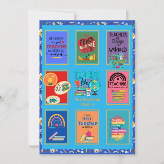Aangepaste leraar Bedankt voor je kaartenbrief Fun Kaart (Voorkant)