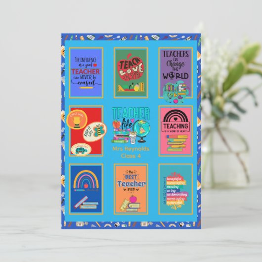 Aangepaste leraar Bedankt voor je kaartenbrief Fun Kaart (Staand voorkant)