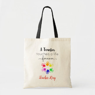 Aangepaste leraar (drukt op een leven voor altijd) tote bag