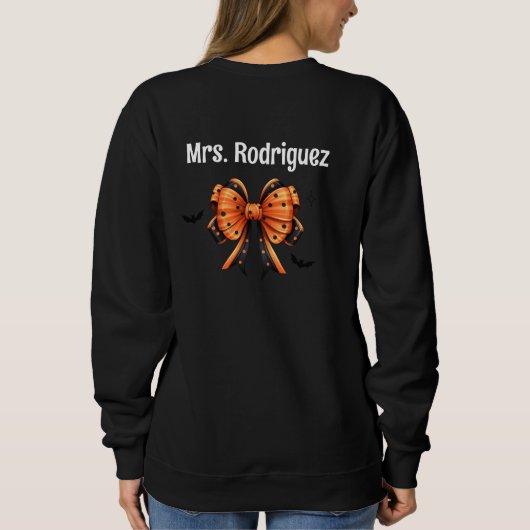 Aangepaste leraar Ghost en Bow Halloween Reading Trui (Achterkant)