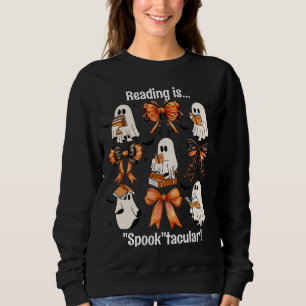Aangepaste leraar Ghost en Bow Halloween Reading Trui