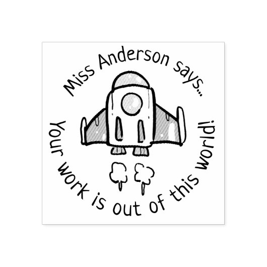 Aangepaste Leraar Lof met Raket ronde Rubberstempel (Afrduk)