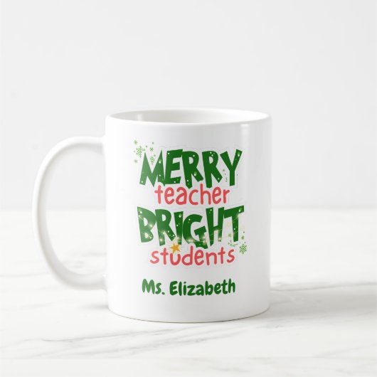 Aangepaste leraar Merry Bright Students Christmas Koffiemok (Links)
