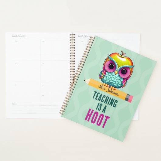 Aangepaste leraar naam Apple Uil Planner voor Scho (Display)