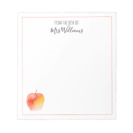 Aangepaste leraar Naam CadeauWaterverf Apple Notit Notitieblok
