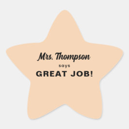 Aangepaste leraar naam geweldige baan! Pastel Oran Ster Sticker