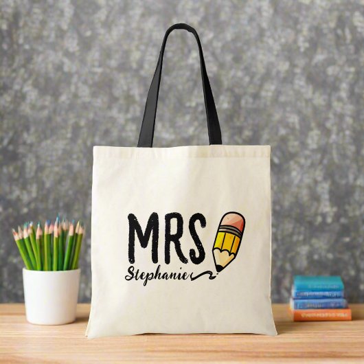 Aangepaste leraar naam Gift l Schattige potlood Sc Tote Bag