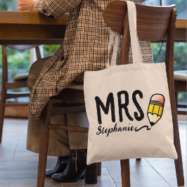 Aangepaste leraar naam Gift l Schattige potlood Sc Tote Bag