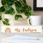 Aangepaste leraar naam Grade Boho Rainbow Sun Naambordje