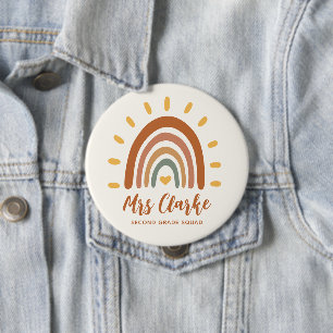 Aangepaste leraar naam Grade Boho Rainbow Sun Ronde Button 4,0 Cm