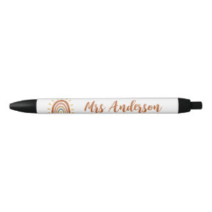 Aangepaste leraar naam Grade Boho Rainbow Sun Zwarte Inkt Pen