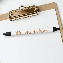 Aangepaste leraar naam Grade Boho Rainbow Sun Zwarte Inkt Pen