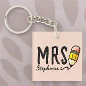 Aangepaste leraar naam l Blush Roze Schattige potl Sleutelhanger