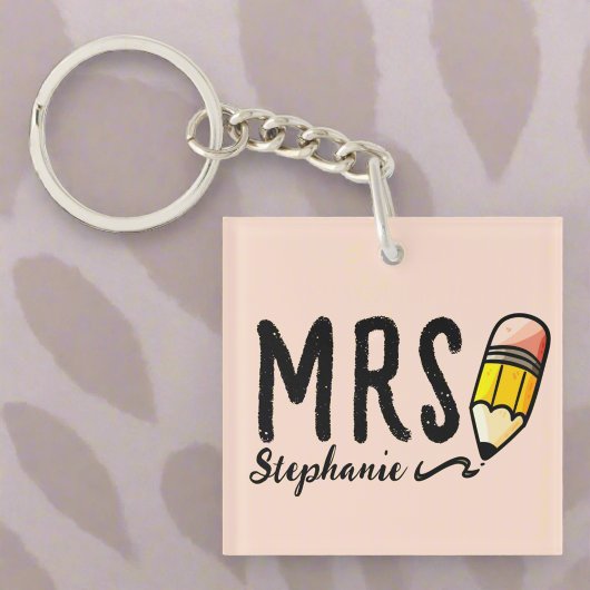 Aangepaste leraar naam l Blush Roze Schattige potl Sleutelhanger