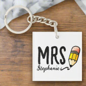 Aangepaste leraar naam l Uniek Script Schattige po Sleutelhanger