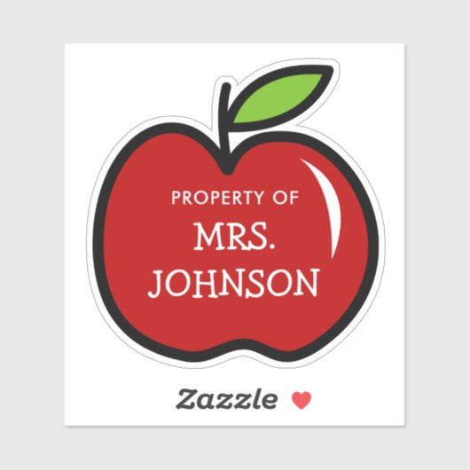 Aangepaste leraar naam rode appel contour cut viny sticker (Vel)