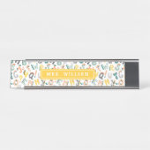 Aangepaste leraar naam Schattige Dino alfabet patr Bureau Naambordje (Voorkant)