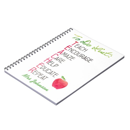 Aangepaste leraar om Apple Typografie te maken Notitieboek (Linkerzijde)