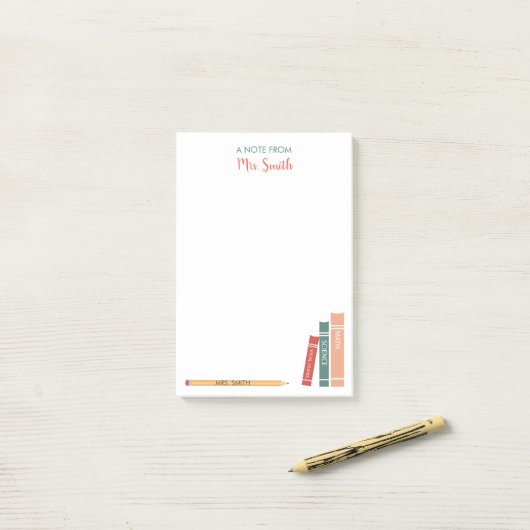 Aangepaste leraar post-it noteert boeken en Penci Post-it® Notes (Op bureau)