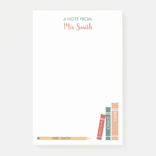 Aangepaste leraar post-it noteert boeken en Penci Post-it® Notes (Voorkant)
