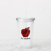 Aangepaste leraar Red Faux Sequin Apple Acryl Drinkbeker (Voorkant)