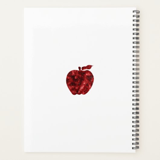 Aangepaste leraar Red Faux Sequin Apple Planner (Achterkant)