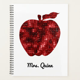 Aangepaste leraar Red Faux Sequin Apple Planner