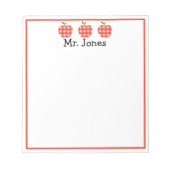 Aangepaste leraar rode Apple Gingham Pset-laptop Notitieblok (Voorkant)