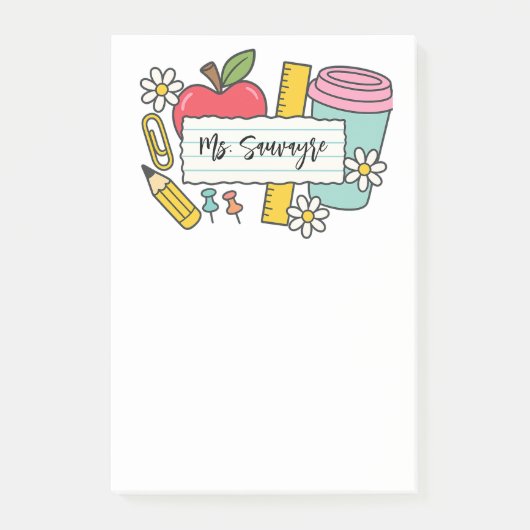 Aangepaste leraar terug naar school & leraar post-it® notes (Voorkant)