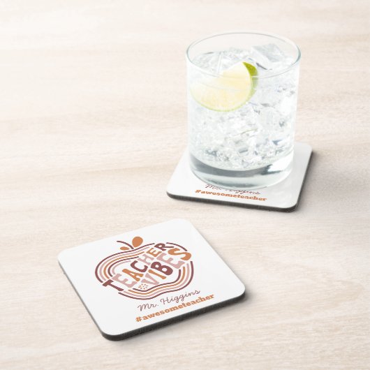 Aangepaste leraar vibes Boho Apple Geweldige leraa Bier Onderzetter (Rechterzijde)