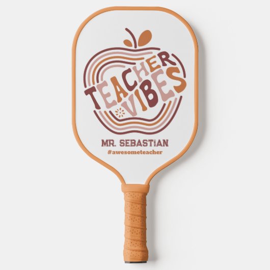 Aangepaste leraar Vibes Boho Apple Geweldige leraa Pickleball Paddle (Voorkant)