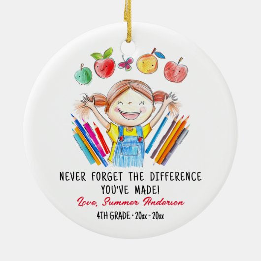 Aangepaste leraar waardering cadeau keramisch ornament (Achterkant)