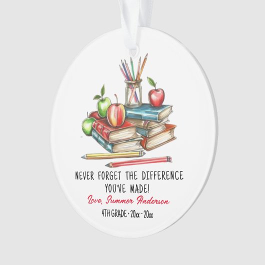 Aangepaste leraar waardering cadeau ornament (voorkant)