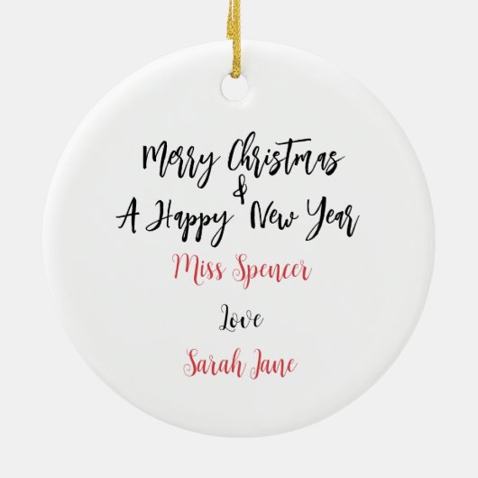 Aangepaste leraar waardering kerst ornament (Achterkant)