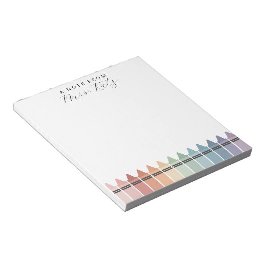 Aangepaste leraar waardering Rainbow Crayon Notiti Notitieblok (Schuin)