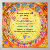 Aangepaste leraar Welkom Classroom Inspirivity Poster (Voorkant)