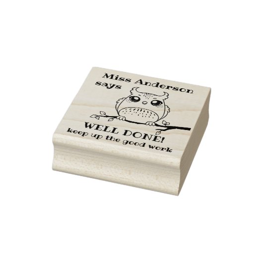 Aangepaste leraar zegt goed gedaan uil positieve l rubberstempel (Stempel)