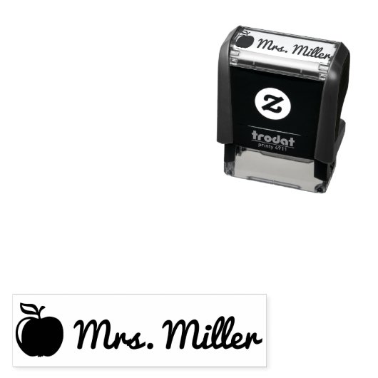 Aangepaste leraar zelf inkt stempel met naam + app (In situ)