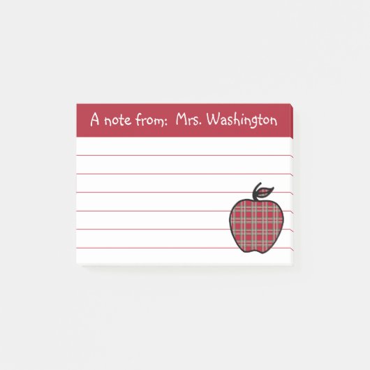 Aangepaste leraar's Apple Post It Notes Gift Cadea (Voorkant)