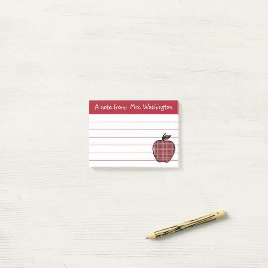 Aangepaste leraar's Apple Post It Notes Gift Cadea (Op bureau)
