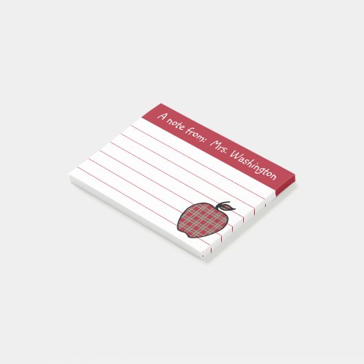 Aangepaste leraar's Apple Post It Notes Gift Cadea (Schuin)